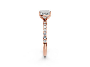 Rose gold Cushion Cut Diamond Pavé Band Solitaire Ring with Four-Prong Setting_288