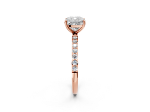 Rose gold Cushion Cut Diamond Pavé Band Solitaire Ring with Four-Prong Setting_2