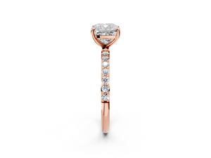 Rose gold Cushion Cut Diamond Pavé Band Solitaire Ring with Four-Prong Setting_38