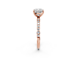 Rose gold Cushion Cut Diamond Pavé Band Solitaire Ring with Four-Prong Setting_50
