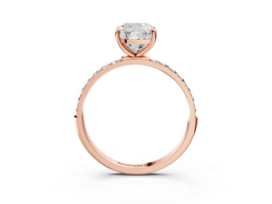 Rose gold Cushion Cut Diamond Pavé Band Solitaire Ring with Four-Prong Setting_69