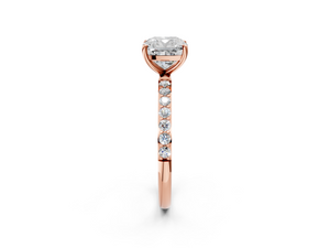 Rose gold Cushion Cut Diamond Pavé Band Solitaire Ring with Four-Prong Setting_80