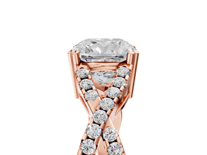 Rose gold Cushion Solitaire Twist Band with Pavé Setting and Four-Prong Setting_5