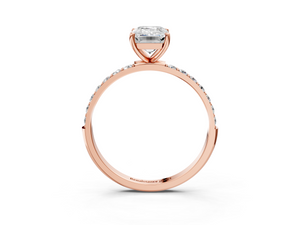 Rose gold Emerald Cut Diamond Pavé Band Solitaire Ring with Four-Prong Setting_39
