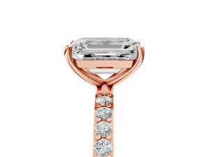 Rose gold Emerald Cut Diamond Pavé Band Solitaire Ring with Four-Prong Setting_41