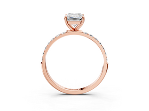 Rose gold Emerald Cut Diamond Pavé Band Solitaire Ring with Four-Prong Setting_93