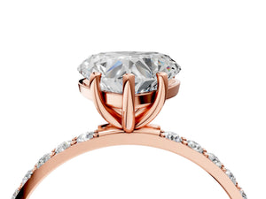 Rose gold Heart Cut Diamond Pavé Band Solitaire Ring with Four-Prong Setting_106