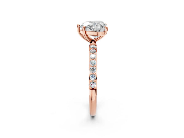 Rose gold Heart Cut Diamond Pavé Band Solitaire Ring with Four-Prong Setting_110