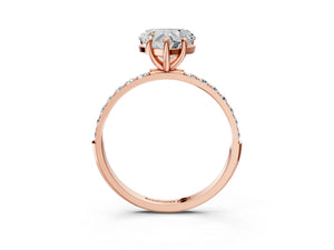 Rose gold Heart Cut Diamond Pavé Band Solitaire Ring with Four-Prong Setting_21