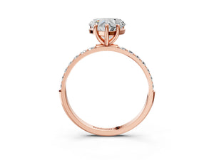 Rose gold Heart Cut Diamond Pavé Band Solitaire Ring with Four-Prong Setting_75