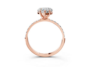 Rose gold Heart Cut Diamond Pavé Band Solitaire Ring with Four-Prong Setting_81