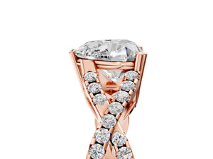 Rose gold Heart Solitaire Twist Band with Pavé Setting and Four-Prong Setting_17