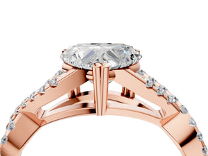 Rose gold Heart Solitaire Twist Band with Pavé Setting and Four-Prong Setting_28