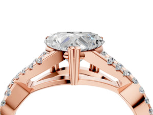 Rose gold Heart Solitaire Twist Band with Pavé Setting and Four-Prong Setting_64