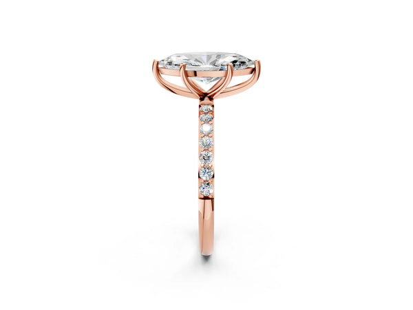 Rose gold Marquise Cut Diamond Pavé Band Solitaire Ring with Four-Prong Setting_14