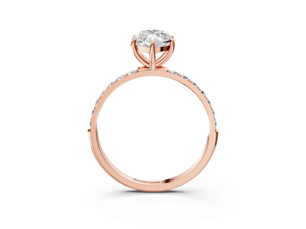 Rose gold Marquise Cut Diamond Pavé Band Solitaire Ring with Four-Prong Setting_27