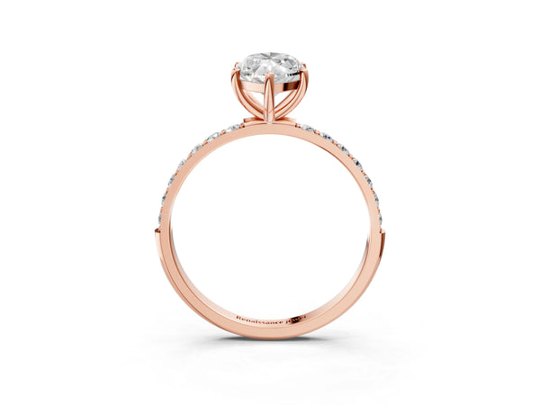 Rose gold Marquise Cut Diamond Pavé Band Solitaire Ring with Four-Prong Setting_33