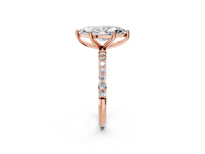 Rose gold Marquise Cut Diamond Pavé Band Solitaire Ring with Four-Prong Setting_44