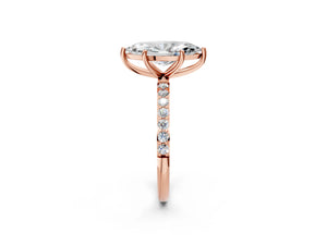 Rose gold Marquise Cut Diamond Pavé Band Solitaire Ring with Four-Prong Setting_50