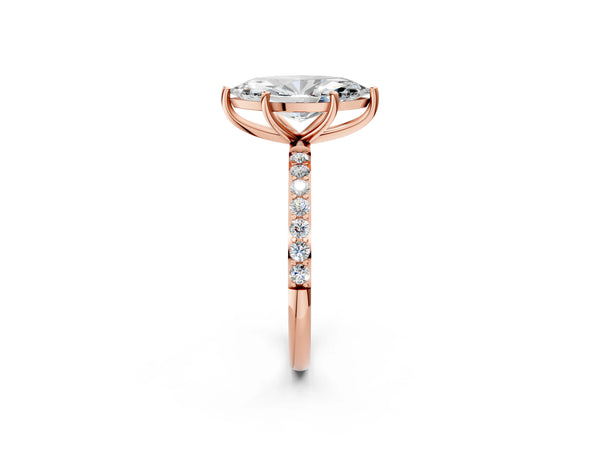 Rose gold Marquise Cut Diamond Pavé Band Solitaire Ring with Four-Prong Setting_50