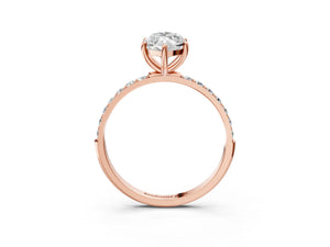 Rose gold Marquise Cut Diamond Pavé Band Solitaire Ring with Four-Prong Setting_57