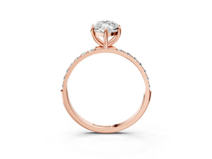 Rose gold Marquise Cut Diamond Pavé Band Solitaire Ring with Four-Prong Setting_63
