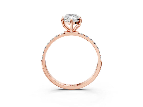 Rose gold Marquise Cut Diamond Pavé Band Solitaire Ring with Four-Prong Setting_63
