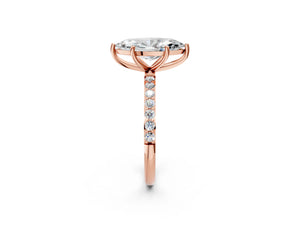 Rose gold Marquise Cut Diamond Pavé Band Solitaire Ring with Four-Prong Setting_74