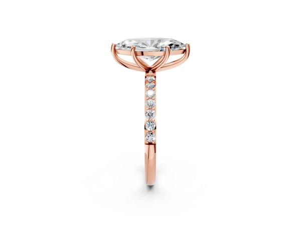 Rose gold Marquise Cut Diamond Pavé Band Solitaire Ring with Four-Prong Setting_74