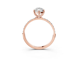 Rose gold Marquise Cut Diamond Pavé Band Solitaire Ring with Four-Prong Setting_75