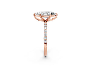 Rose gold Marquise Cut Diamond Pavé Band Solitaire Ring with Four-Prong Setting_80