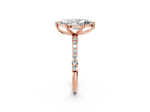 Rose gold Marquise Cut Diamond Pavé Band Solitaire Ring with Four-Prong Setting_86