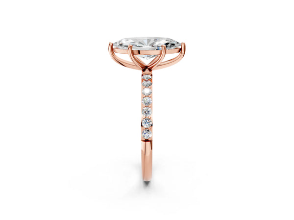 Rose gold Marquise Cut Diamond Pavé Band Solitaire Ring with Four-Prong Setting_86