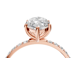 Rose gold Marquise Cut Diamond Pavé Band Solitaire Ring with Four-Prong Setting_94