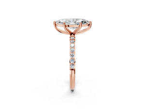 Rose gold Marquise Cut Diamond Pavé Band Solitaire Ring with Four-Prong Setting_98