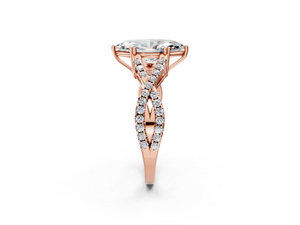 Rose gold Marquise Solitaire Twist Band with Pavé Setting and Four-Prong Setting_2