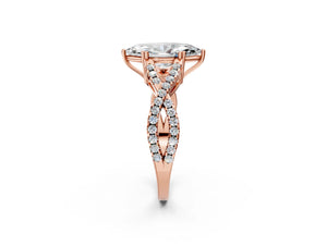 Rose gold Marquise Solitaire Twist Band with Pavé Setting and Four-Prong Setting_32