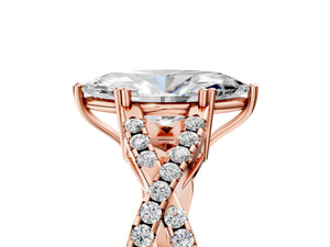 Rose gold Marquise Solitaire Twist Band with Pavé Setting and Four-Prong Setting_35