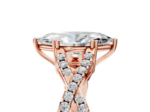 Rose gold Marquise Solitaire Twist Band with Pavé Setting and Four-Prong Setting_53