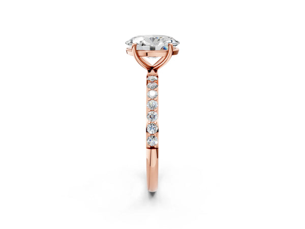 Rose gold Oval Cut Diamond Pavé Band Solitaire Ring with Four-Prong Setting_20