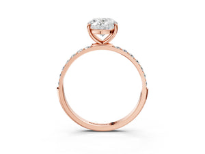 Rose gold Oval Cut Diamond Pavé Band Solitaire Ring with Four-Prong Setting_27