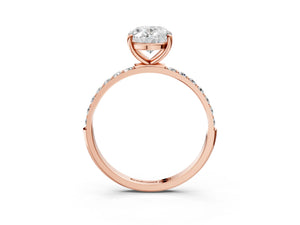 Rose gold Oval Cut Diamond Pavé Band Solitaire Ring with Four-Prong Setting_33
