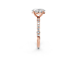 Rose gold Oval Cut Diamond Pavé Band Solitaire Ring with Four-Prong Setting_38
