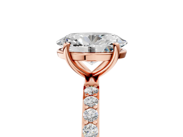 Rose gold Oval Cut Diamond Pavé Band Solitaire Ring with Four-Prong Setting_41