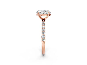 Rose gold Oval Cut Diamond Pavé Band Solitaire Ring with Four-Prong Setting_50
