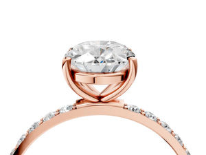 Rose gold Oval Cut Diamond Pavé Band Solitaire Ring with Four-Prong Setting_52