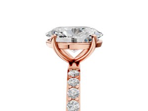 Rose gold Oval Cut Diamond Pavé Band Solitaire Ring with Four-Prong Setting_53
