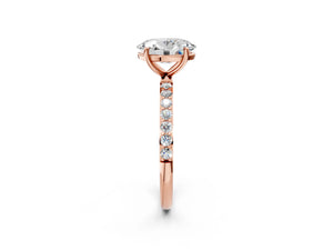 Rose gold Oval Cut Diamond Pavé Band Solitaire Ring with Four-Prong Setting_56