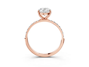 Rose gold Oval Cut Diamond Pavé Band Solitaire Ring with Four-Prong Setting_57
