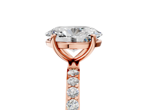 Rose gold Oval Cut Diamond Pavé Band Solitaire Ring with Four-Prong Setting_5